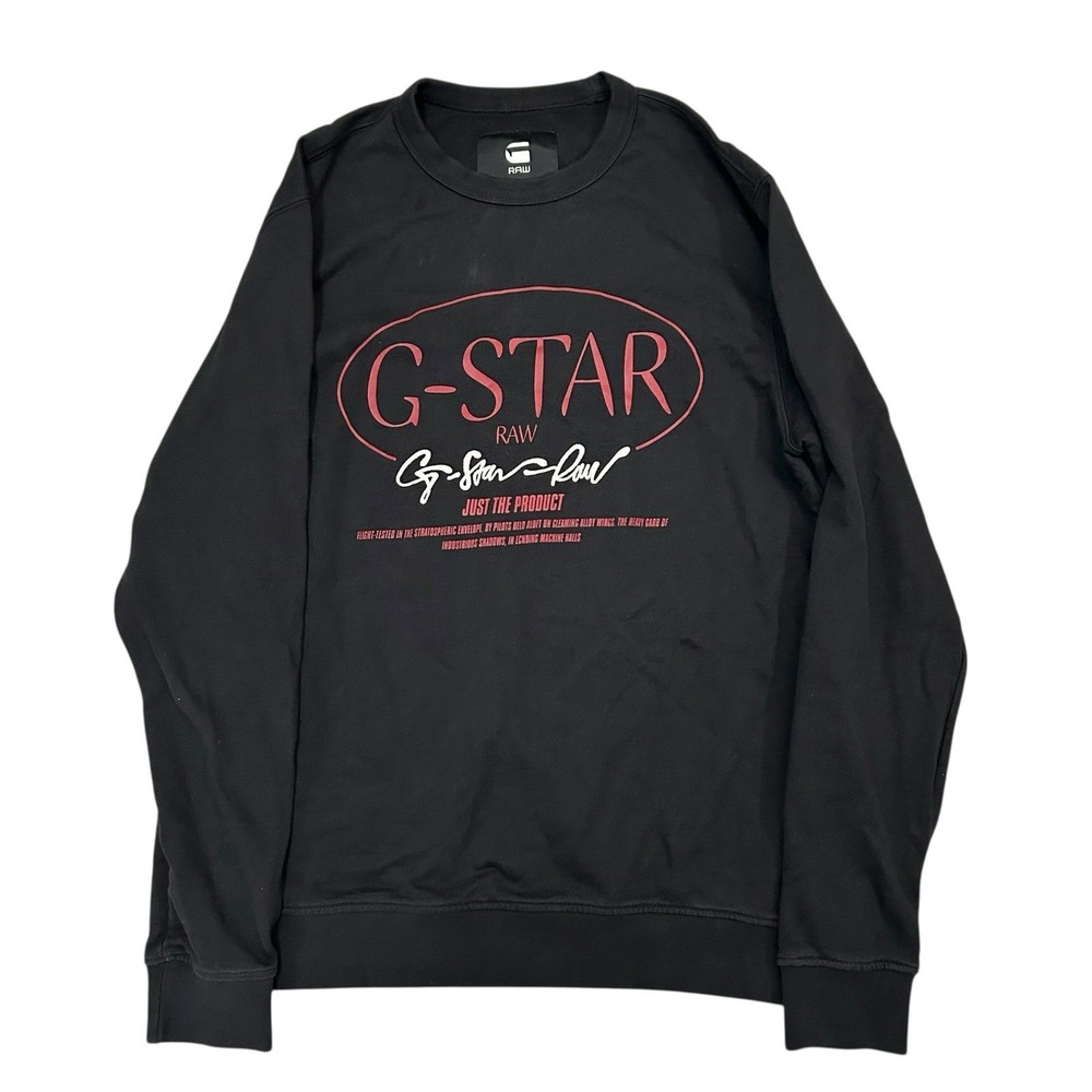 G Star Raw Crewneck Sweatshirt Mens Large‎ Black Heavyweight Spellout Pullover